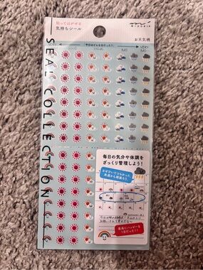 NWT “Midori” Weather Mood Sticker Sheet - (perf 4 calendars) 128 stickers!